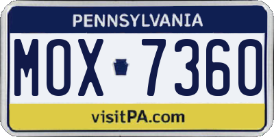 PA license plate MOX7360