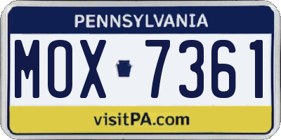 PA license plate MOX7361