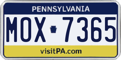 PA license plate MOX7365
