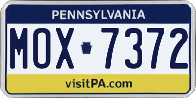 PA license plate MOX7372