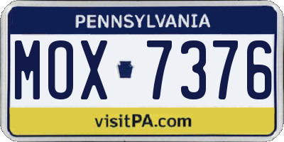 PA license plate MOX7376