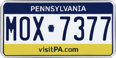 PA license plate MOX7377