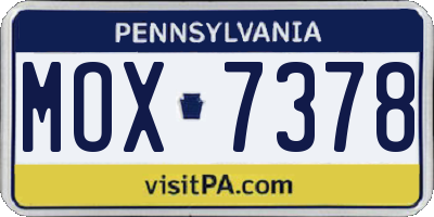 PA license plate MOX7378