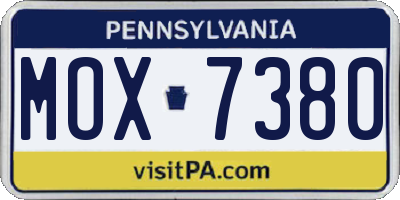 PA license plate MOX7380