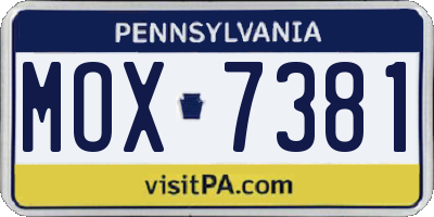 PA license plate MOX7381