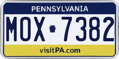 PA license plate MOX7382