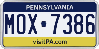 PA license plate MOX7386