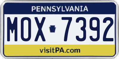 PA license plate MOX7392