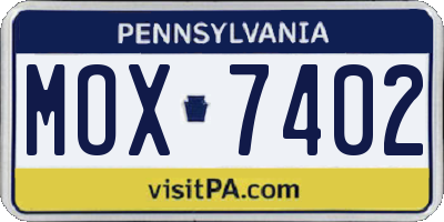 PA license plate MOX7402
