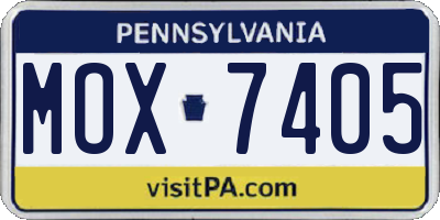 PA license plate MOX7405