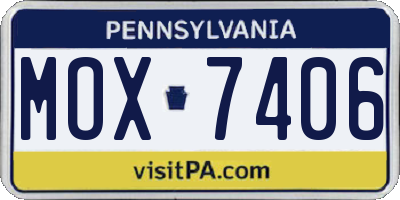 PA license plate MOX7406