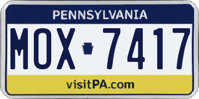 PA license plate MOX7417