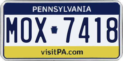 PA license plate MOX7418