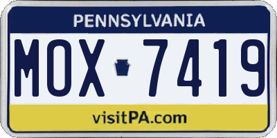 PA license plate MOX7419