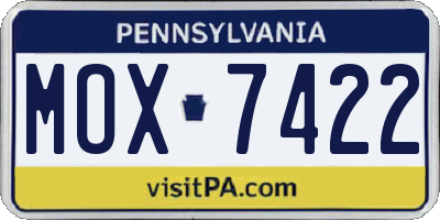 PA license plate MOX7422