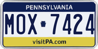 PA license plate MOX7424