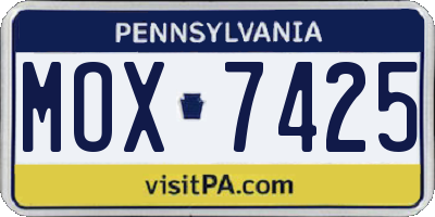 PA license plate MOX7425
