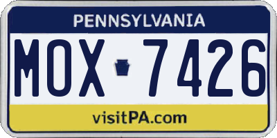 PA license plate MOX7426