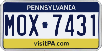 PA license plate MOX7431