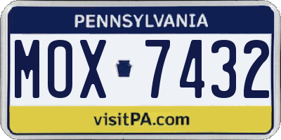 PA license plate MOX7432