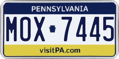 PA license plate MOX7445