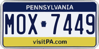 PA license plate MOX7449