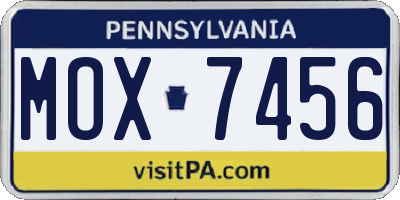 PA license plate MOX7456
