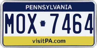 PA license plate MOX7464