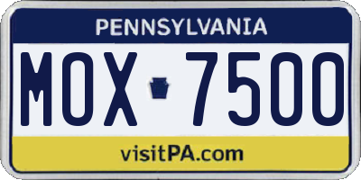 PA license plate MOX7500