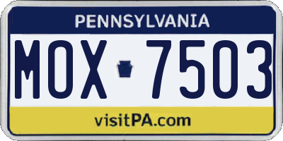 PA license plate MOX7503