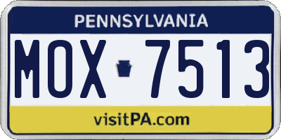 PA license plate MOX7513