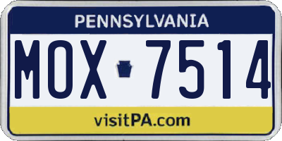 PA license plate MOX7514