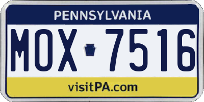 PA license plate MOX7516