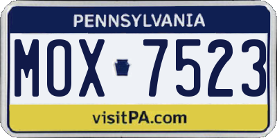 PA license plate MOX7523
