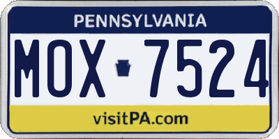 PA license plate MOX7524