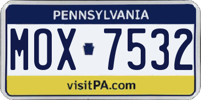 PA license plate MOX7532