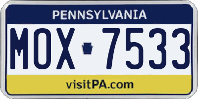PA license plate MOX7533