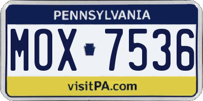 PA license plate MOX7536
