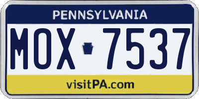 PA license plate MOX7537