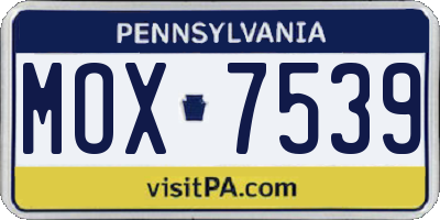 PA license plate MOX7539