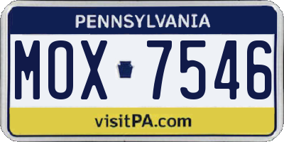 PA license plate MOX7546