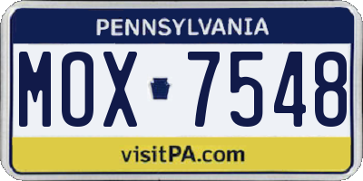 PA license plate MOX7548