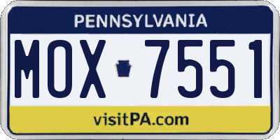 PA license plate MOX7551