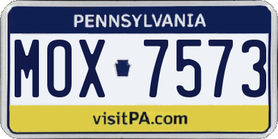 PA license plate MOX7573