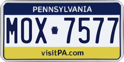 PA license plate MOX7577