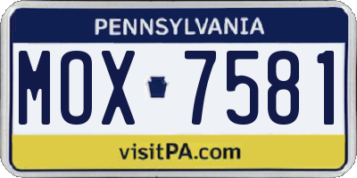 PA license plate MOX7581