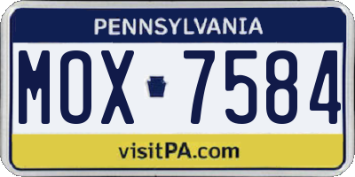PA license plate MOX7584