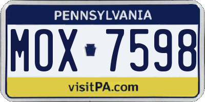 PA license plate MOX7598