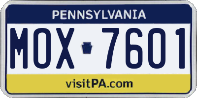 PA license plate MOX7601