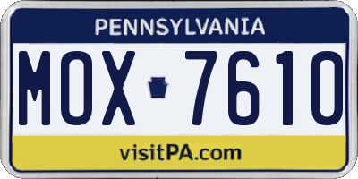 PA license plate MOX7610